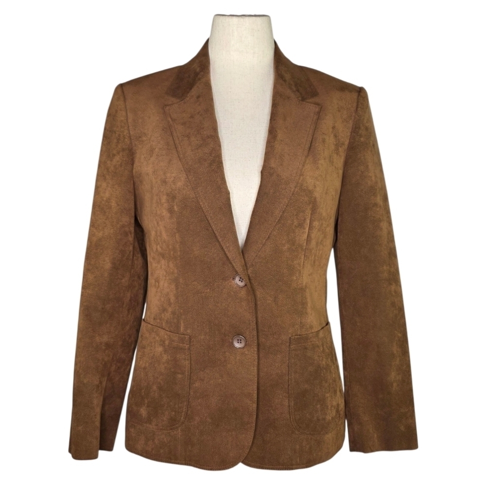 Vintage Lilli Ann Ultrasuede Brown Blazer Jacket 70s 80s Retro Adolph Schuman